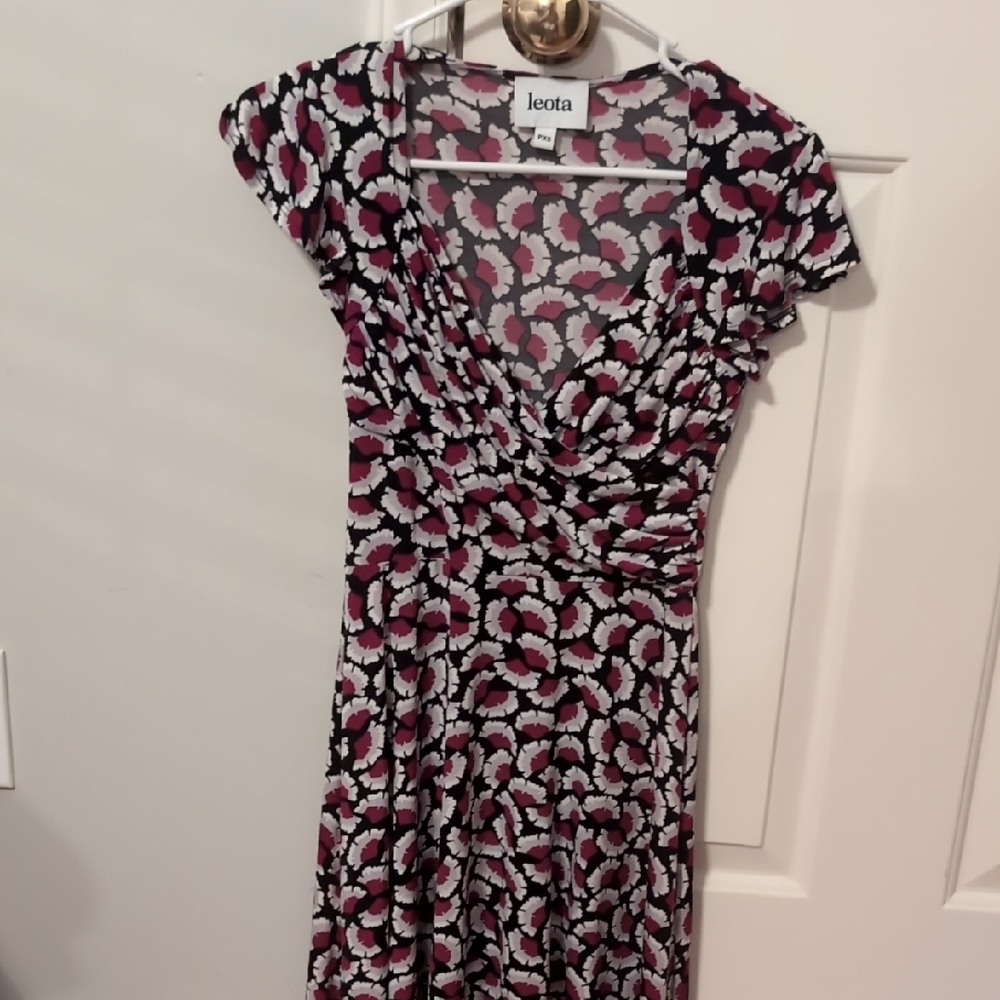 Leota Midi Dress - Black, White, Pink Floral